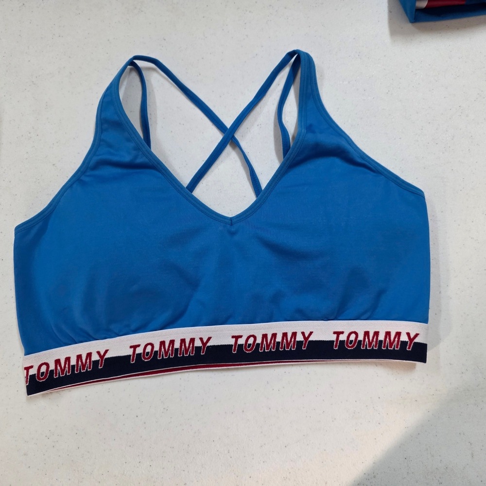 Tommy Hilfiger Sport Blue Logo Biker Shorts and Sports Bra Set Womens Large - Picture 8 of 8